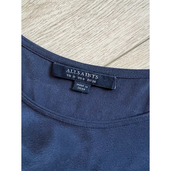 AllSaints Navy Sleeveless‎ Top w/ Zipper Detail, Size US 6 EU 38 - Picture 6 of 7